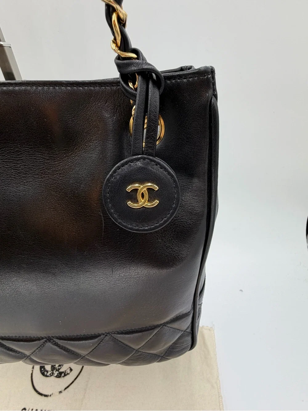 CHANEL Black Vintage Shoulder Bag  W/Authenticity Card, Dust Bag and Entrupy COA